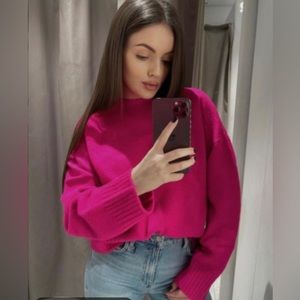 🛍️NEW ZARA KNIT SWEATER FUCHSIA SWEATER